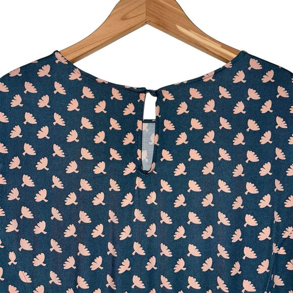 Boden Blue Floral Print Cap Sleeve Fit & Flare Dress Size 10L - Picture 7 of 12